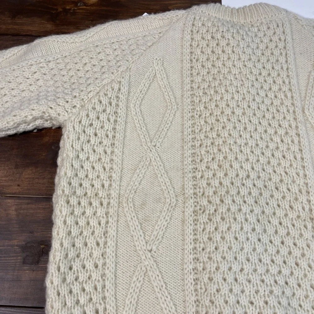 Cladyknit Womens Irish Fisherman 100% Merino Wool Cardigan Sweater Size 40 - Picture 4 of 7